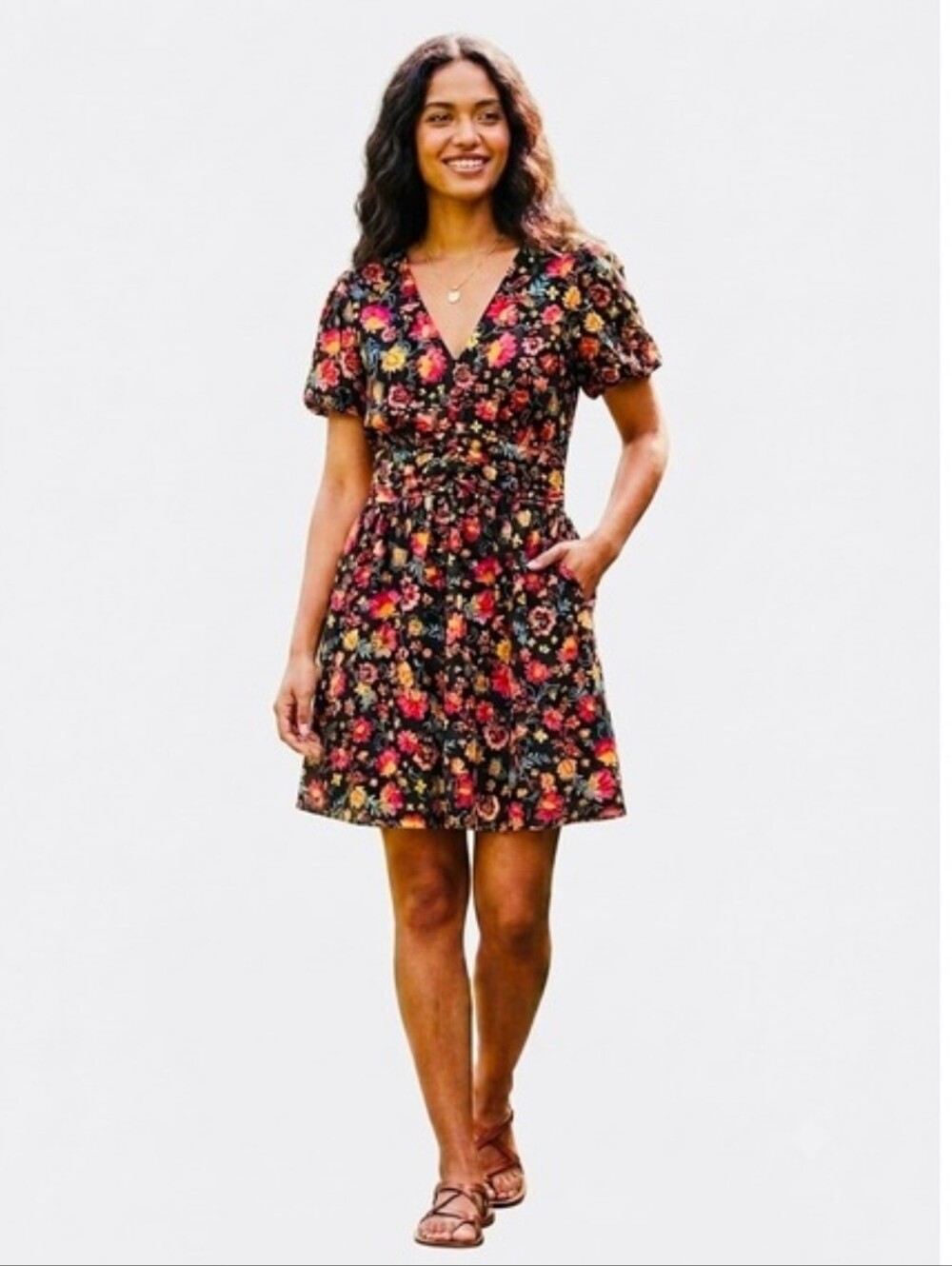 Jessica Simpson Floral V-Neck Short Sleeve Dress - NWT